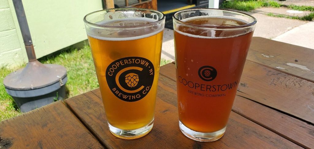 local craft beers from Cooperstown Brewing company at Barnyard Swing in Cooperstown, NY