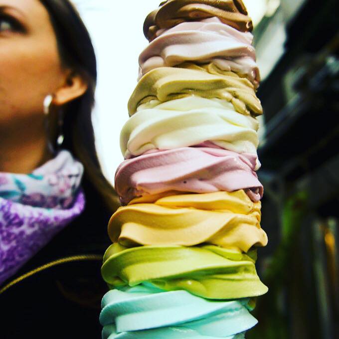 multiple soft serve ice creams in a stack